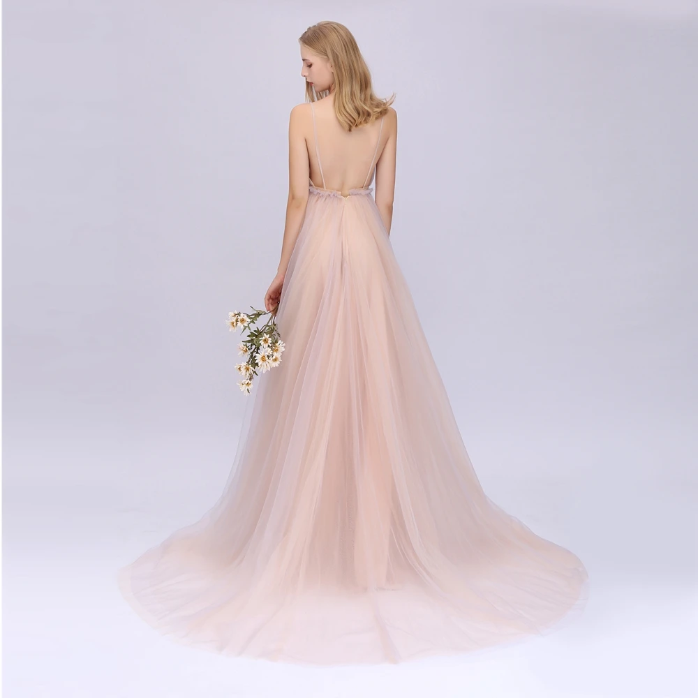 Женское платье со шлейфом SSYFashion кружевное вечервечерние с глубоким V-образным