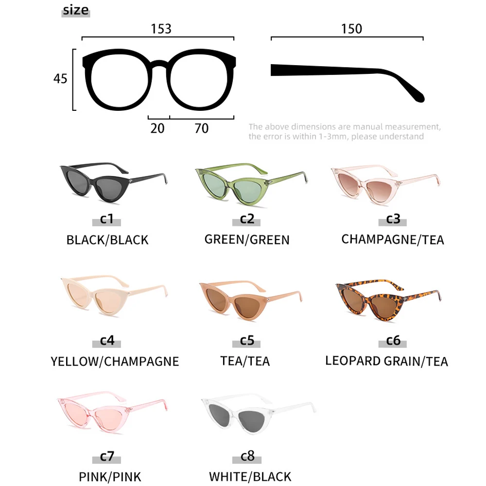 

YAMEIZE Trend 2021 Cat Eye Sunglasses Women Brand Designer Triangle Lenses Sun Glasses Vintage Female Leopard Eyewear Gafa