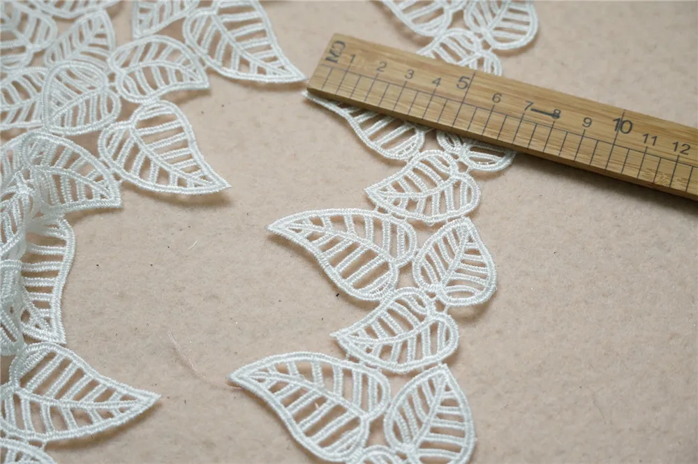 4 Ярда белая Венецианская кружевная лента с вышитыми листьями для рукоделия