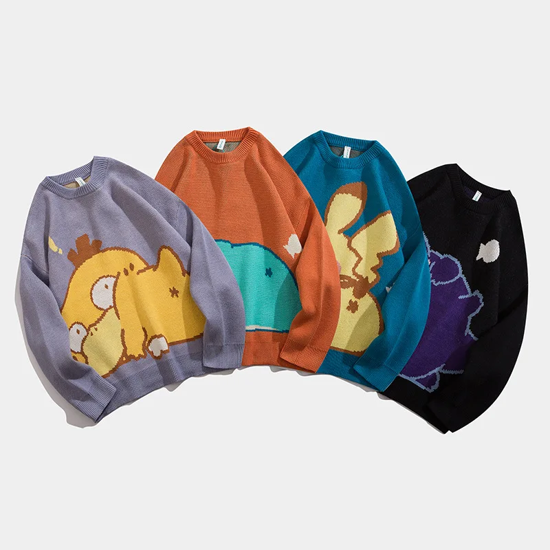 

2021 Sweater Men Streetwear Harajuku Hip Hop Cartoon Fashion Anime Pullover Women O-neck Oversize Casual Couple Male Sweaters