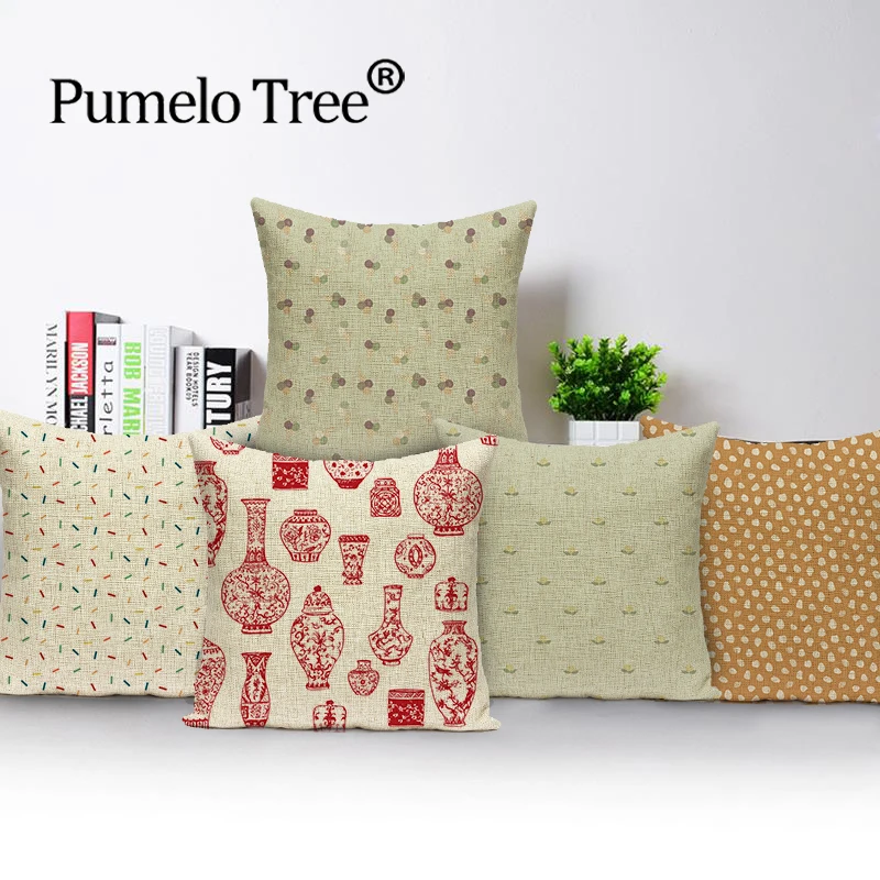 

Yellow Geometry Throw Pillow Covers Linen Home Cushion Cover Nordic Decoration Home High Quality Deer Pillow Case Print Kissen