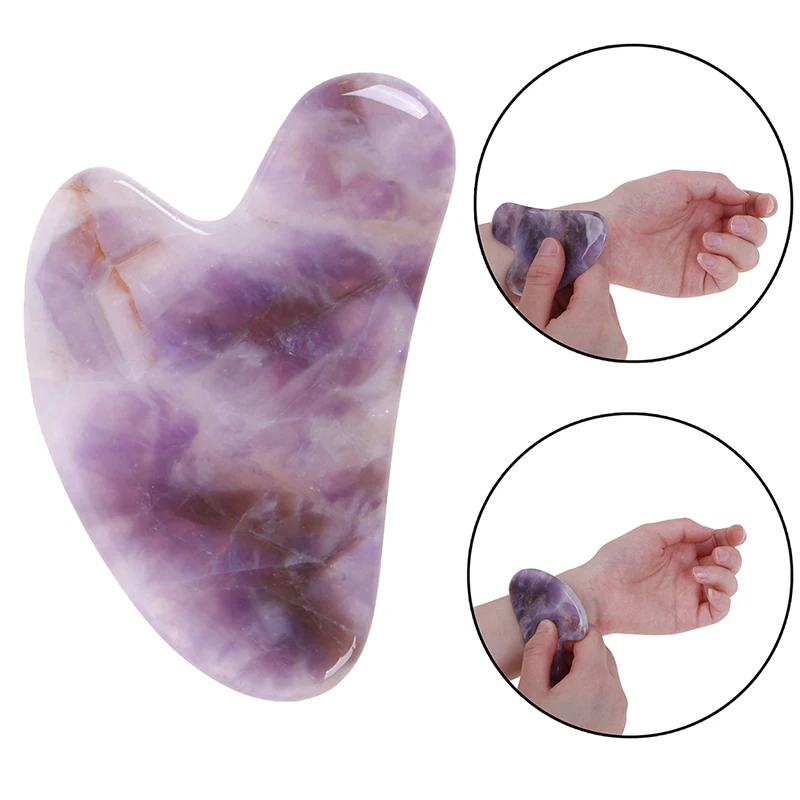 

Pink/Purple Quartz Jade Guasha Board Natural Stone Scraper Chinese Gua Sha Tools For Face Neck Body Acupuncture Pressure Therapy
