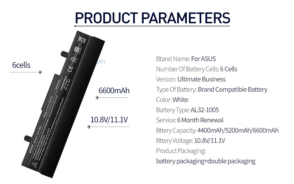 6600 мАч аккумулятор для ноутбука Asus Eee PC 1001 1001p x 1001 1005 1005PEG 1005PR 1005PX AL31-1005 AL32-1005 ML32-1005 PL32-1005