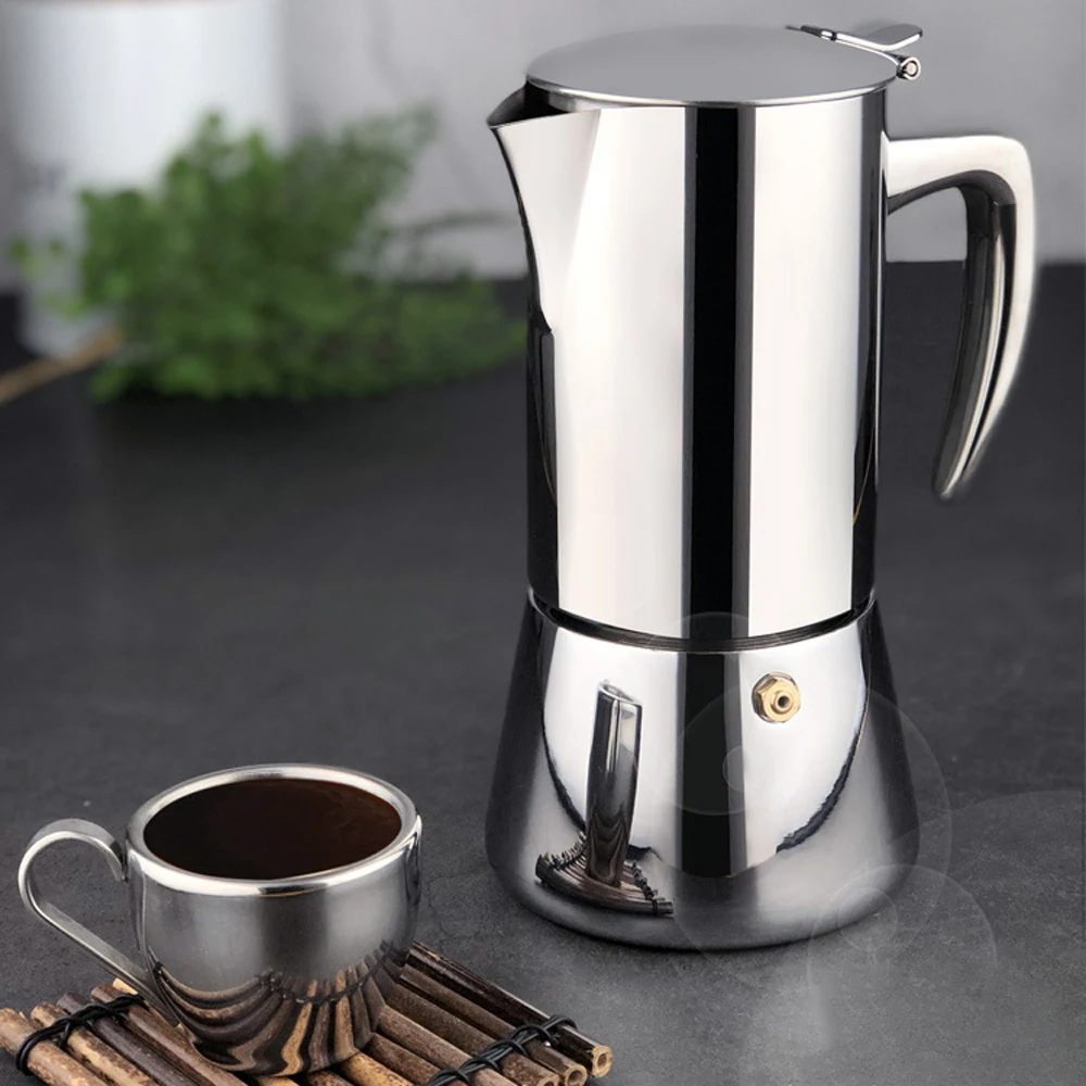 

Press Coffee Maker Espresso Stovetop Stainless Steel Moka Pot Cafetiere Large Capacity Manual Cafetiere Coffee Containers