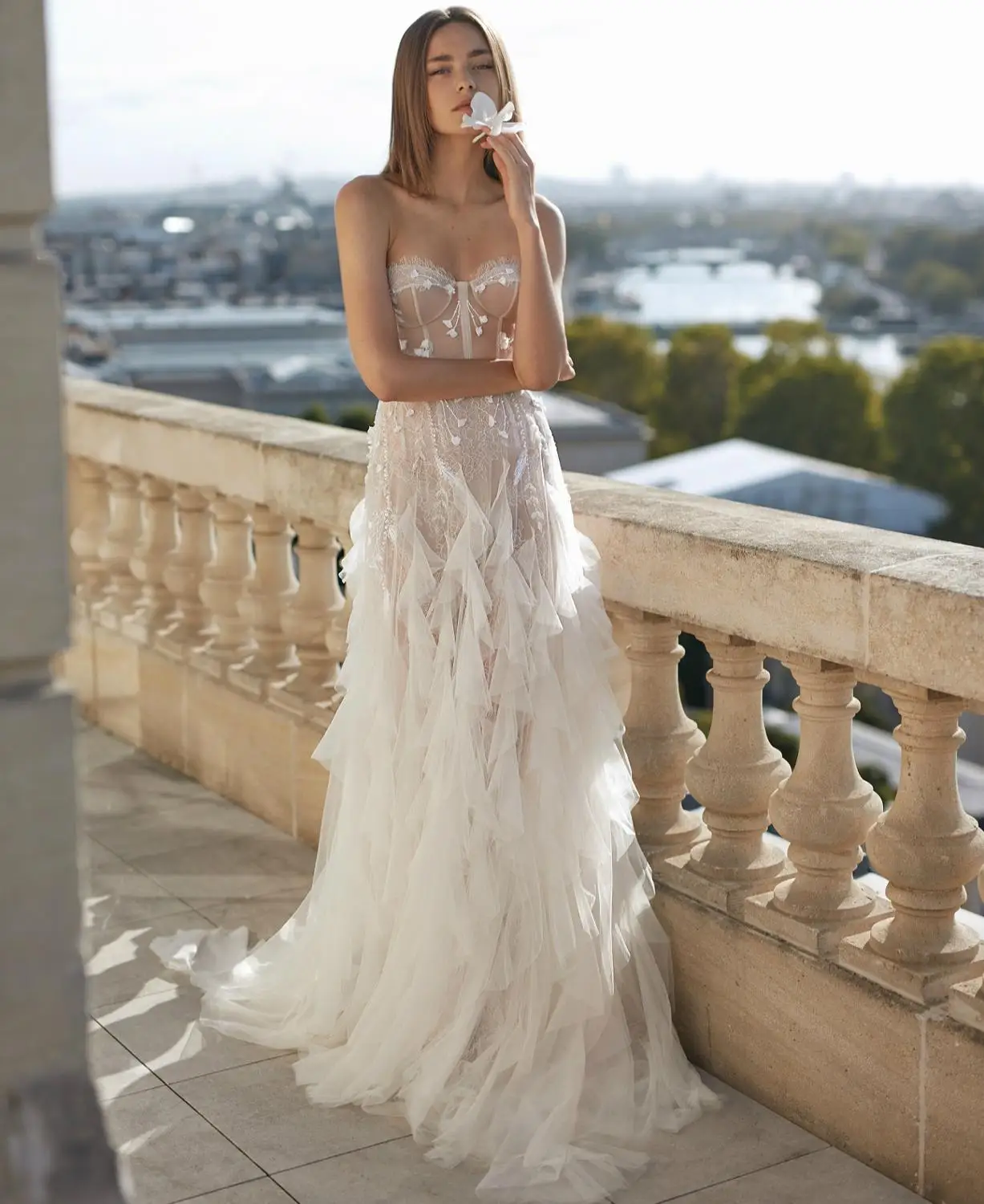 

Великолепное новое длинное свадебное платье 2021, платье без рукавов трапециевидной формы со шлейфом для невесты, Vestido de noiva