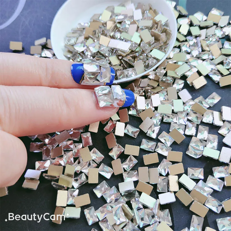 1000 шт. 4x6 мм прямоугольные Угловые стразы для дизайна ногтей Стразы камни