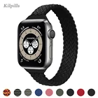 Тканевый эластичный ремешок для Apple watch se, тонкий, Плетеный, 44403842 мм