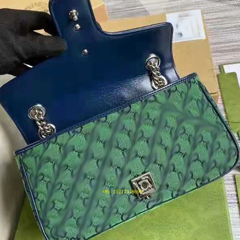 

New Luxury Designer Women Handbag Purses Top Quality Denim Color Matching Shoulder Bag 2021 Famous Brand Chains Crossbody Bag