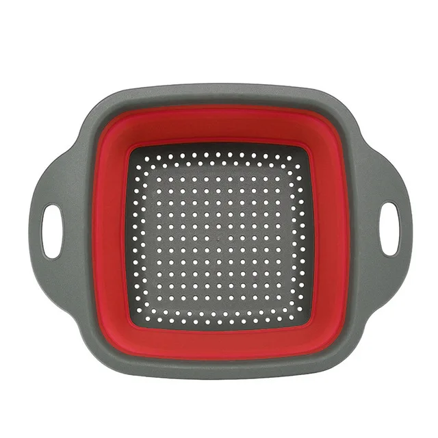 square red Складная корзина с ситом, складные дуршлаги, наборы квадратной формы для мытья фруктов и овощей, кухонные корзины CF-157 - Цвет: square red