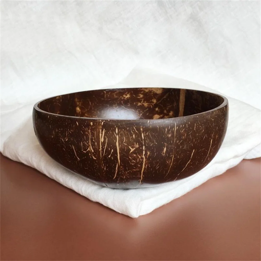 

1pcs Creative Natural Coconut Wood Bowl Eco Friendly Fruit Salad Noodles Rice Ice Cream Wood Bowl Art Crafts Decor Kitchen Tool