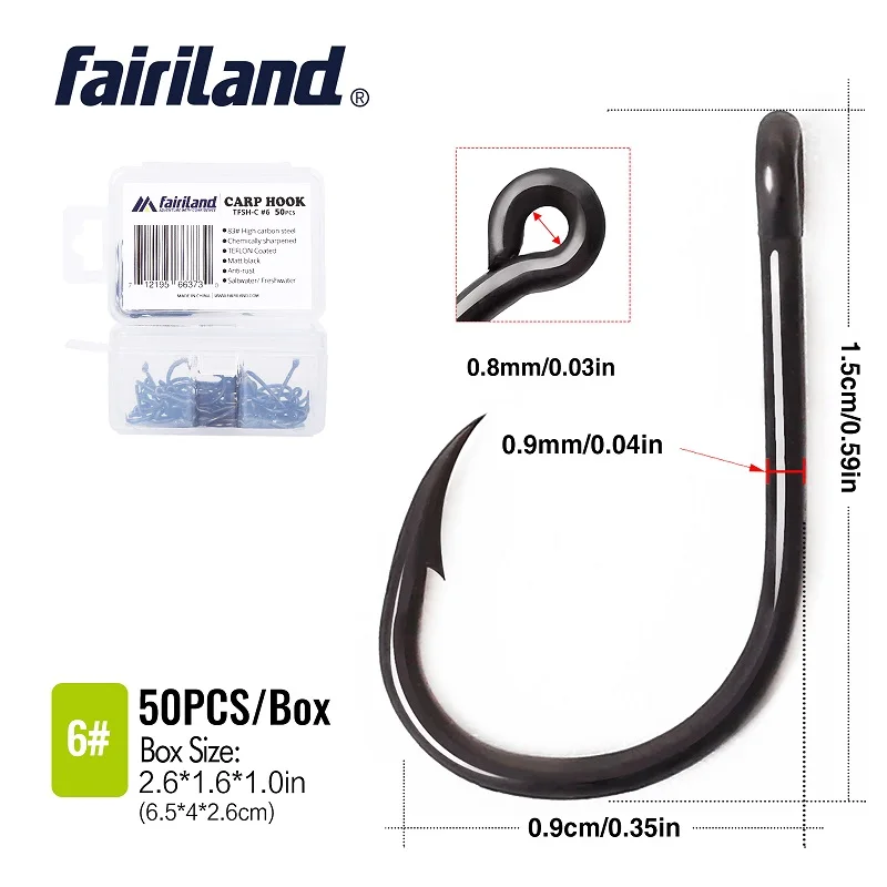 TFSH C6 50 PCS 100 шт./лот, TFSH-C, матовые, черные, с тефлоновым покрытием, карфоки 2#4#6#8#10#, острые Крючки с колючими крючками, рыболовные крючки с бесплатной коробкой для крючков - Цвет: TFSH C6 50 PCS