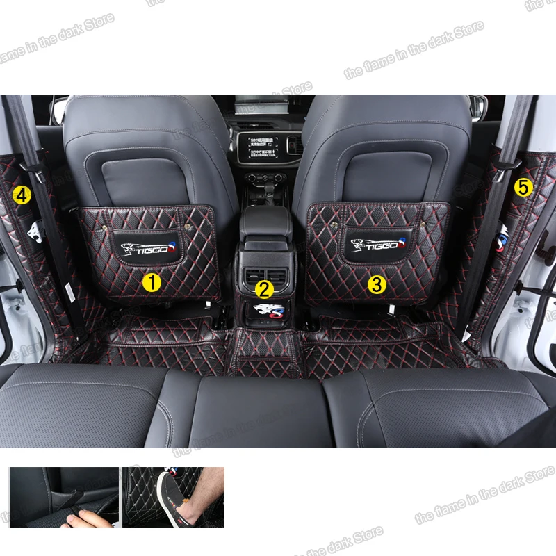 Lsrtw2017 Fiber Leather Car Rear Seat Anti-kick Mat Armrest B Pillar Protector for Chery Tiggo 8 2018 2019 2020 2021 Accessories |