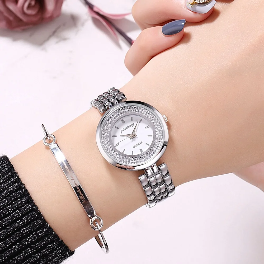 Горячая Мода Роскошные Стразы Часы женские браслет часы из нержавеющей стали