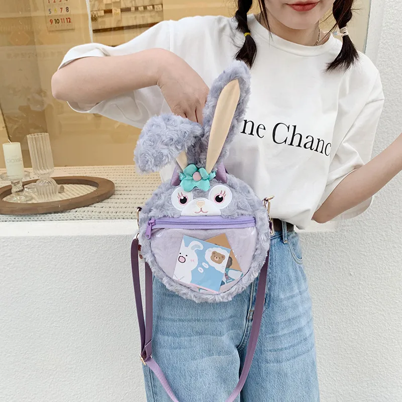 

2021 New Disney Star Dew Plush Shoulder Bag Female Pooh Bear Shoulder Diagonal Bag Luxury Bag Large Capacity Fashion Handbag New