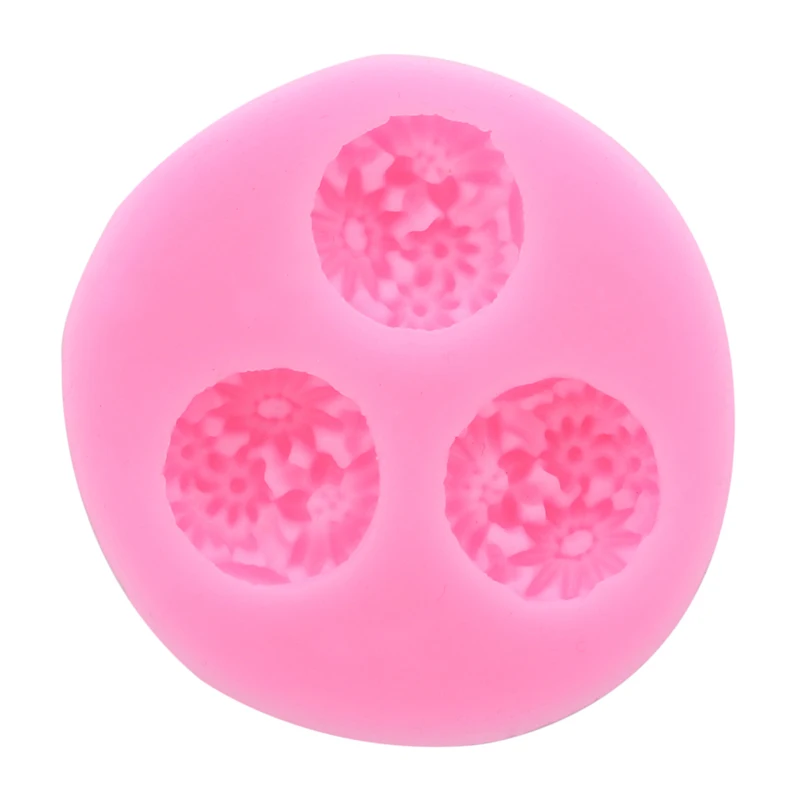 3 отверстия 3D силиконовая формочка в виде цветов форма для мыла конфеты