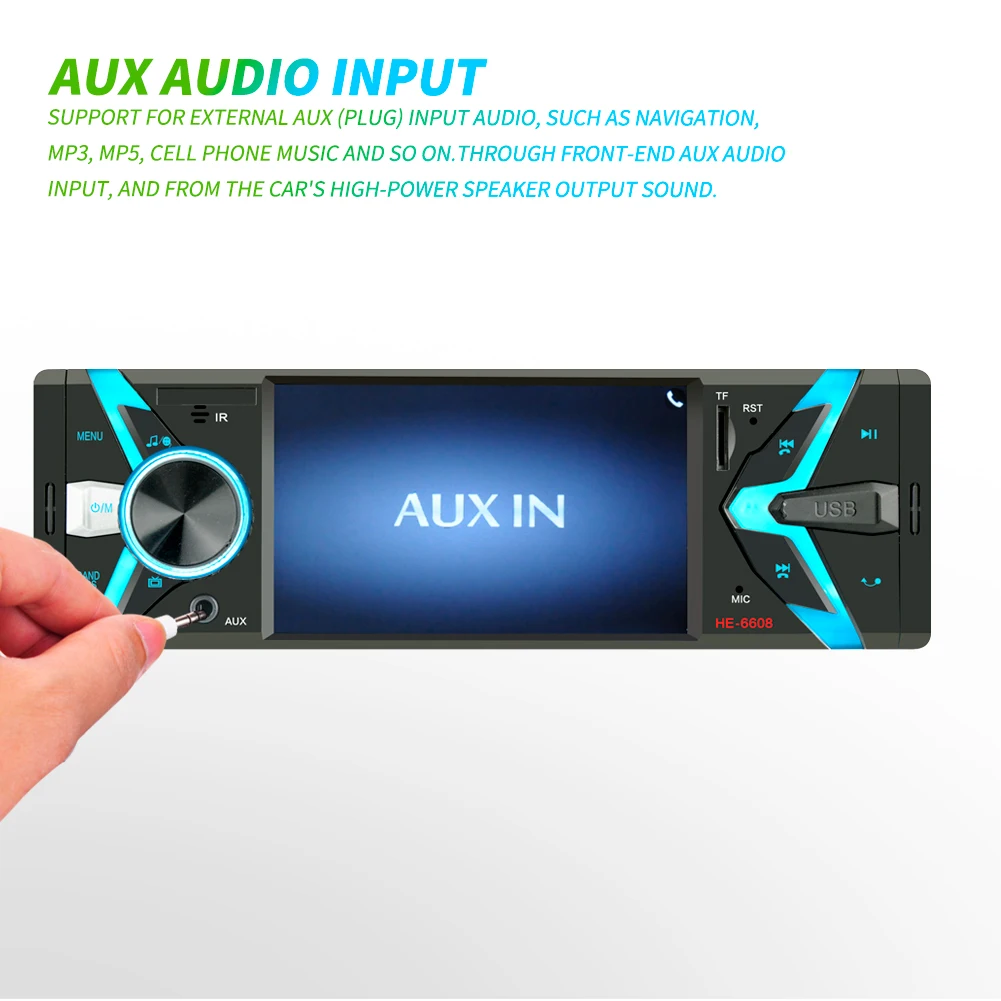 Автомагнитола 1din FM 4," автомобильный аудио стерео Bluetooth Aux Входной приемник SD USB Поддержка камеры заднего вида управление рулевым колесом