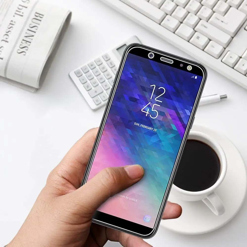 2 шт. Защитное стекло для Samsung Galaxy A6 A8 A7 2018 защита экрана закаленное J6 J4 Plus A750 пленка