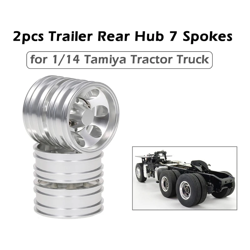 

4 Pcs Toy Car 7-Hole Hub Front Wheel Alloy Wheel Hub Rim for 1/14 RC Car