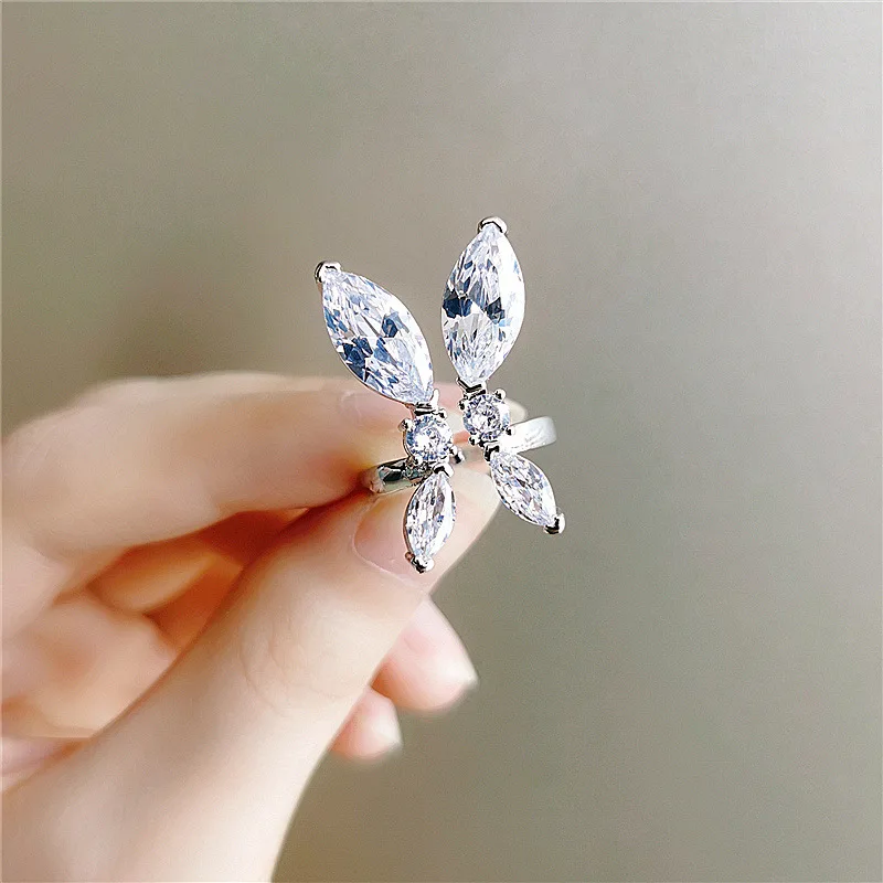 ААА кубический циркон бабочка Открытое кольцо для женщин дамы ювелирные изделия