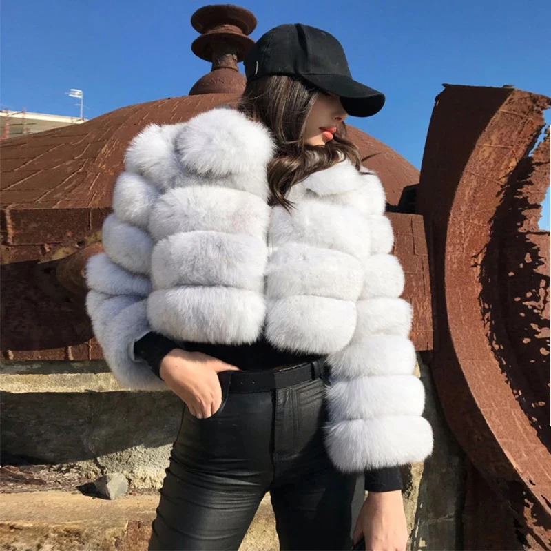 Womens Faux Fur Faux Fur Coat Autumn Winter High Quality Faux Fox Fur Coat Cropped Fluffy Coat Fur Faux Fur 4xl Shaggy Coat
