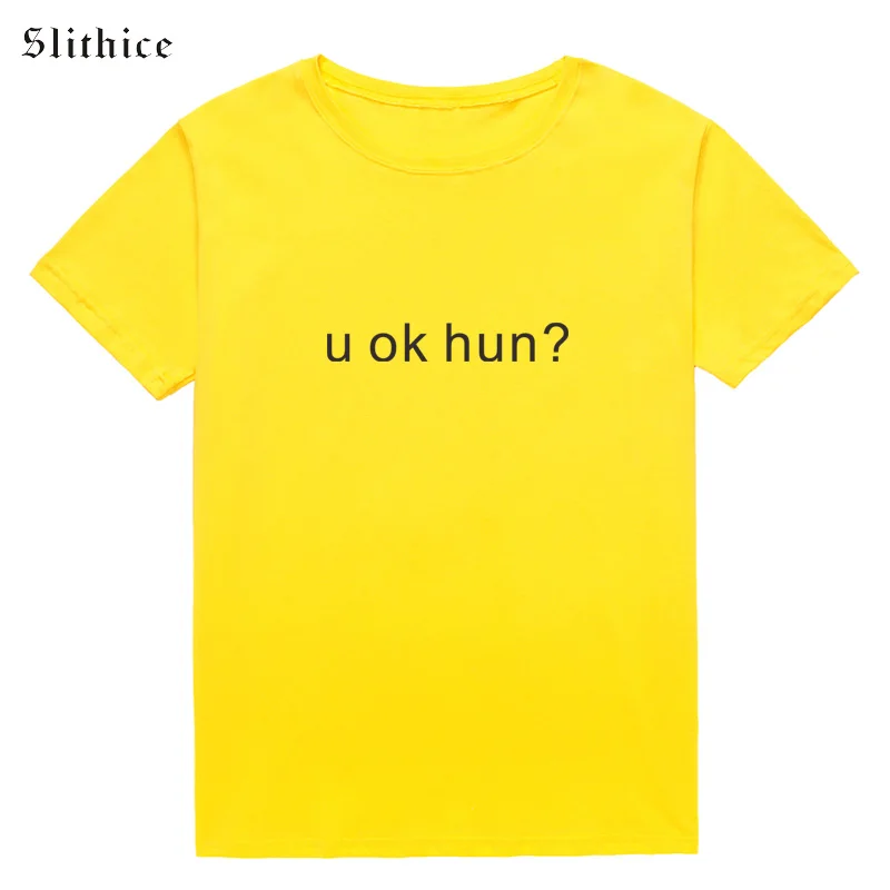 Slithice u ok hun? Забавные футболки для женщин белые с буквенным принтом хипстерская