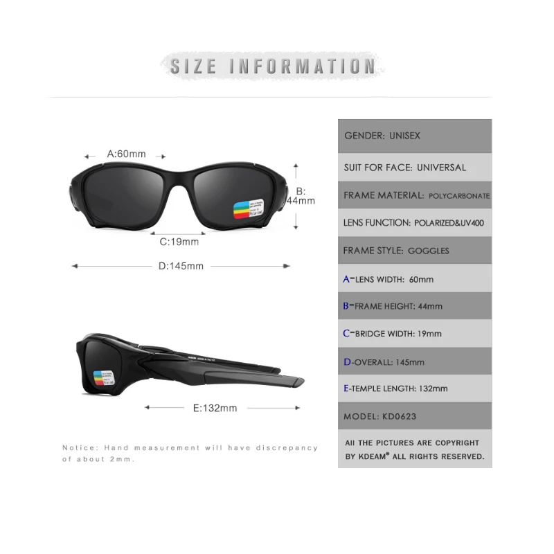 KDEAM брендовые уличные спортивные поляризованные солнцезащитные очки для мужчин