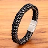 Vintage Handmade Leather Men Bracelet Stainless Steel Buckle 1