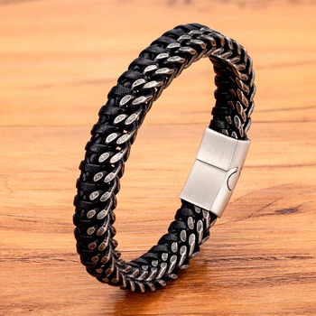 Vintage Handmade Leather Braid Men Bracelet 1