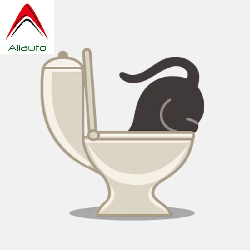 Забавная наклейка на автомобиль Aliauto кошка в туалете Виниловая для Hyundai Toyota Ford Focus