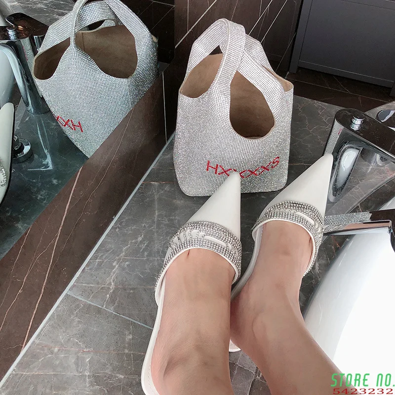 Женские тапочки мюли Женская обувь на плоской подошве с острым носком Элегантные