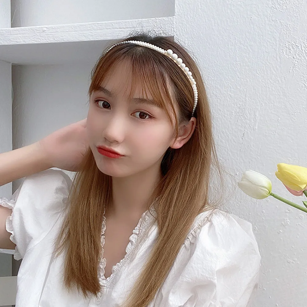 Обруч для волос Женский золотистый металлический с жемчугом металлические