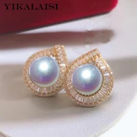 yikalaisi 925 sterling silver earrings jewelry for women 11 12mm oblate natural freshwater pearl earrings 2021 new wholesales