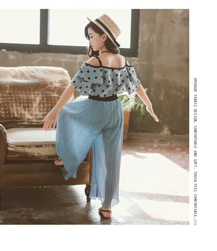 2021 летняя одежда для девочек Платье из шифона в горошек майка на петельках + сетка