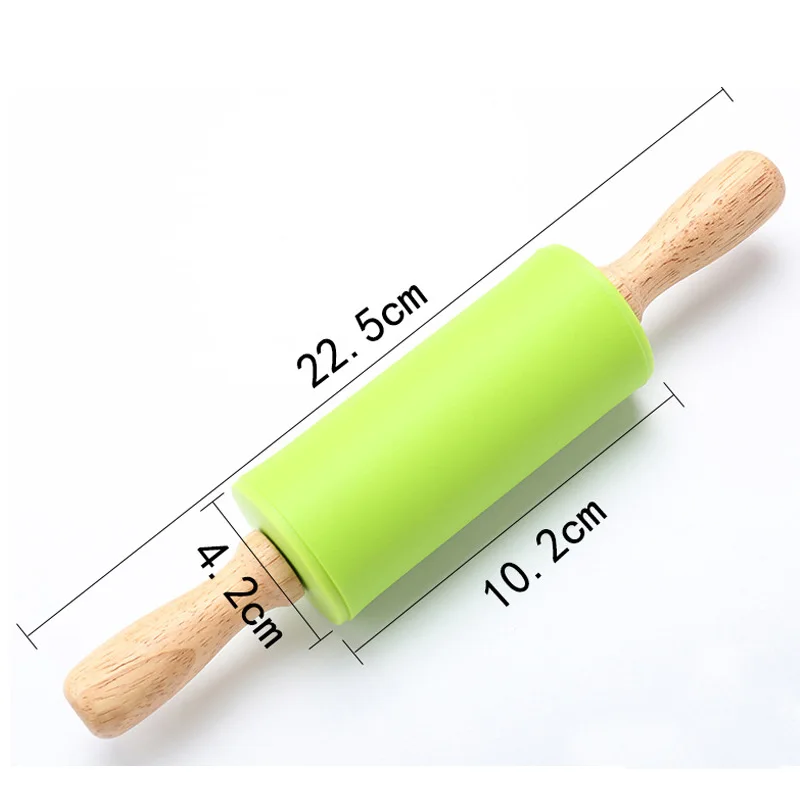 

Silicone Rolling Pins Wooden Handle Roller Biscuit Baking Tools Can Rotate Non-Stick Flour Noodle Sticks Home Kitchen Supplies