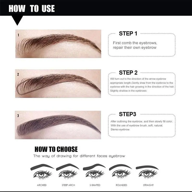 Четыре в одном многофункциональный водонепроницаемый карандаш для бровей