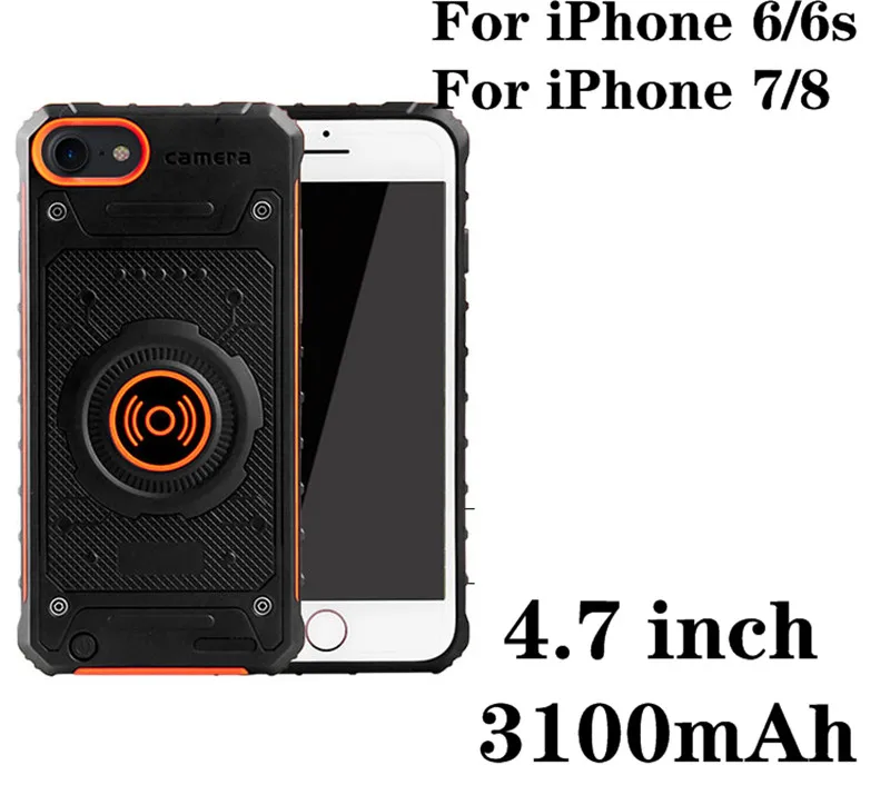 4.7-Orange 3100 мАч беспроводной чехол для iPhone 6 питания 6S тонкий ударопрочный зарядное устройство батарея чехол для iPhone 7 8 Внешний аккумулятор Зарядка задняя крышка - Цвет: 4.7-Orange