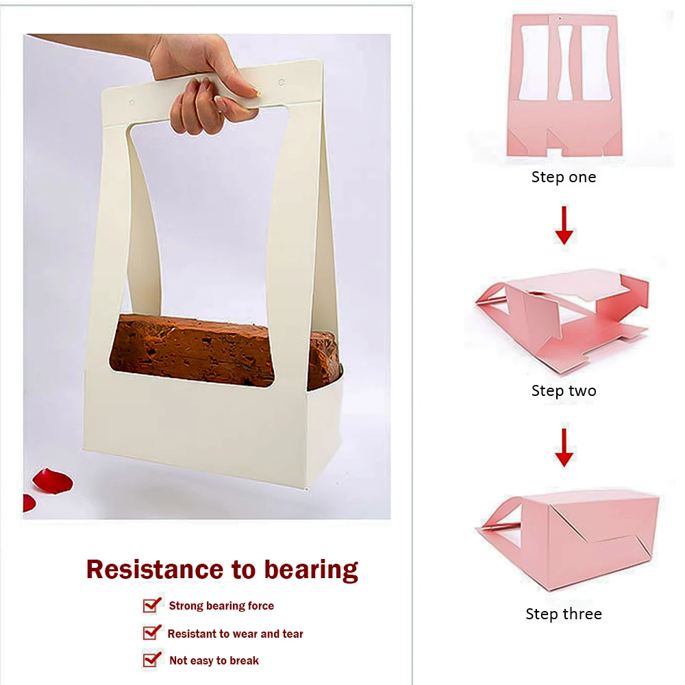 

Portable Foldable Flower Box Waterproof Paper Packing Bag Florist Fresh Flower Carrier Bag Handmade Bouquet Basket Wedding Gift