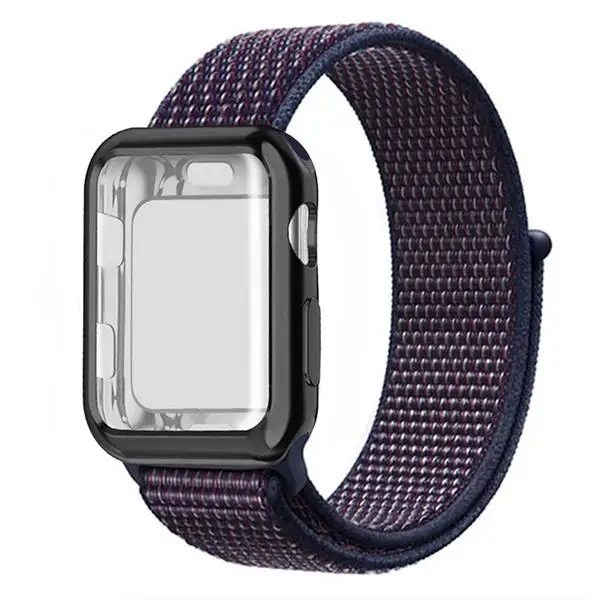 Indigo Чехол+ ремешок для apple watch 4 Band 44 мм correa apple watch 42 мм 38 мм 40 мм iwatch series 5 4 3 нейлоновый браслет pulseira - Цвет ремешка: Indigo