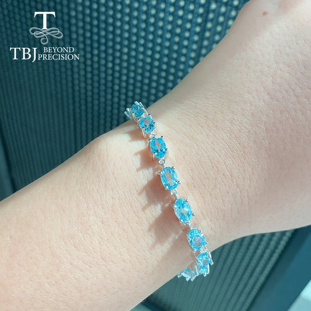 Женский браслет с натуральным голубым топазом TBJ Ювелирное Украшение