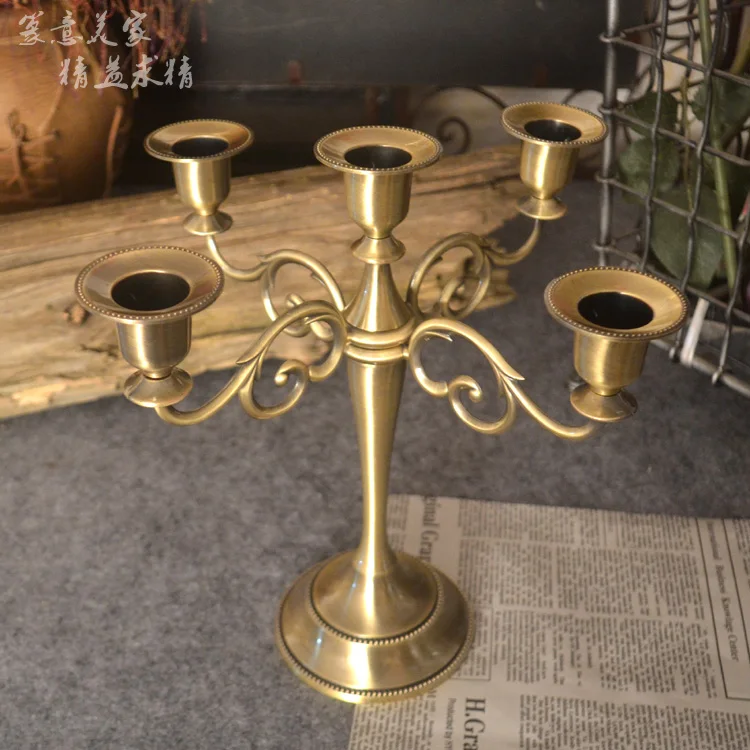 Скандинавский подсвечник бронзовая металлическая романтическая пятиголовая