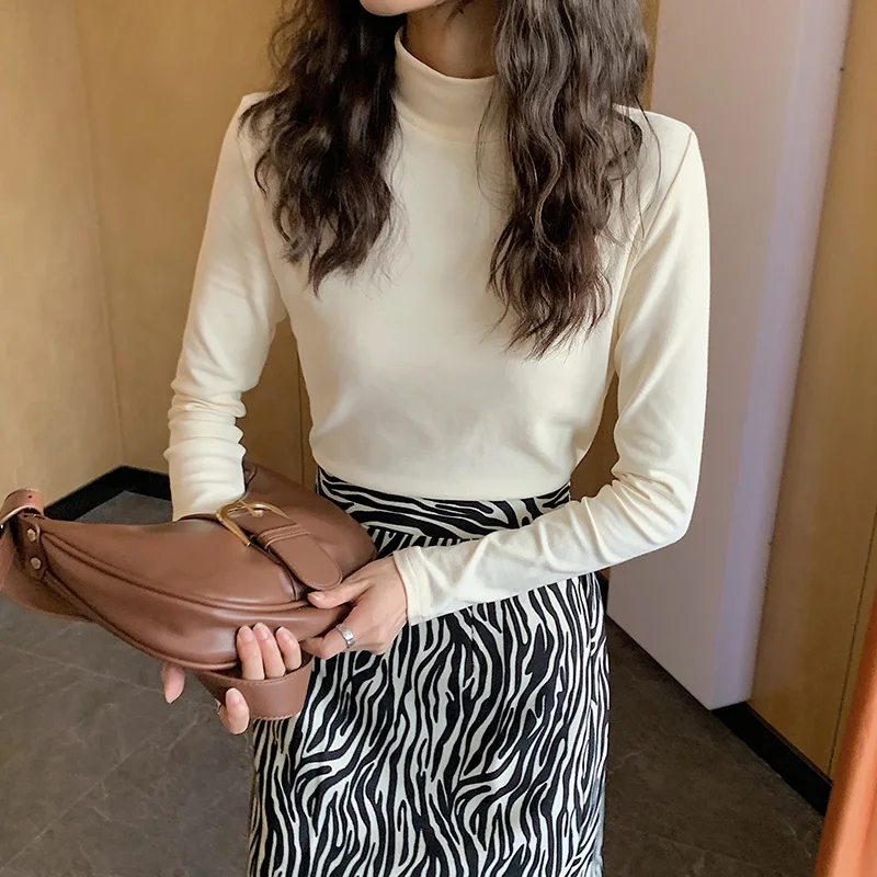 Женская Удлиненная рубашка с высоким воротником на осень и зиму 20 Новинка