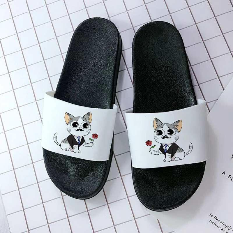 

Шлепанцы женские с принтом кошки, мягкие Нескользящие, на толстой платформе, для ванной комнаты, домашние тапочки, сланцы, модель 2021