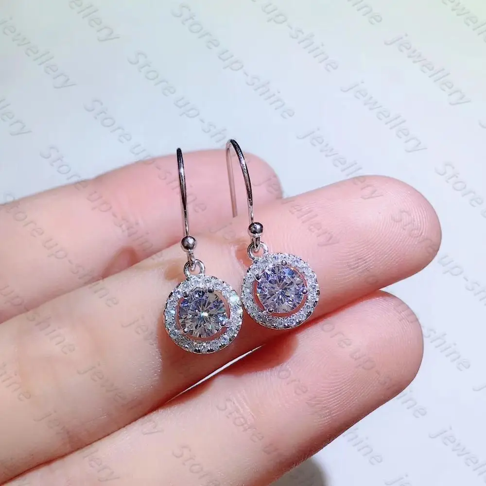 

Серьги из серебра 925 пробы в классическом стиле, ювелирные изделия с бриллиантами Mosan, 1 карат, круглые, 5 мм x 2, серьги для свадебной вечеринки, подарок ea
