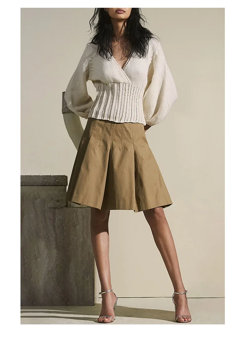 

VKBN Spring Autumn Sweater Women and Pullovers V-Neck Lantern Sleeve Knitting Oversized Sweater Female