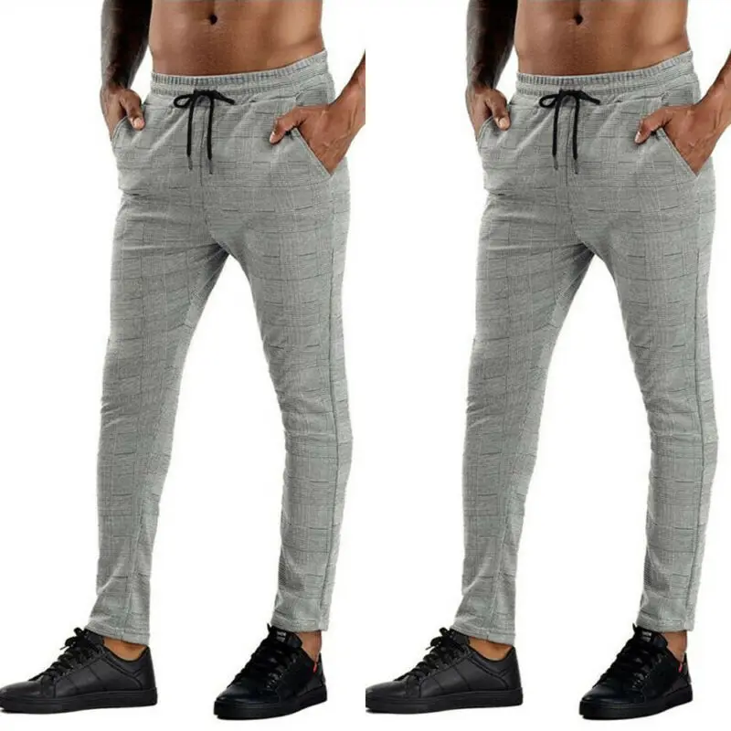 

Mens Elastic Waist Slim Fit Sweatpants Running Pants Drawstring Bottoms Trousers