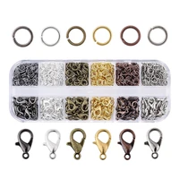 1box mixed color lobster clasp hooks iron open jump ring split rings connectors for necklace bracelet jewelry diy making finding