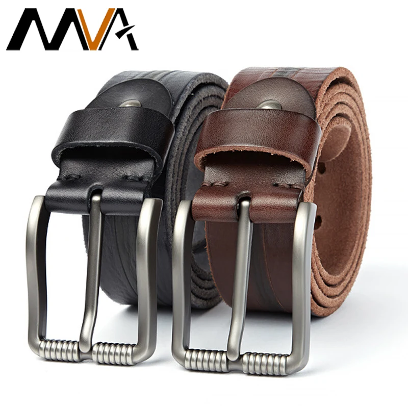 MVA Men's Belt Male Belts Pouch Cowhide Leather Male Trouser Belts Buckle For Men Waistband Men's Leather Belt For Men Designer