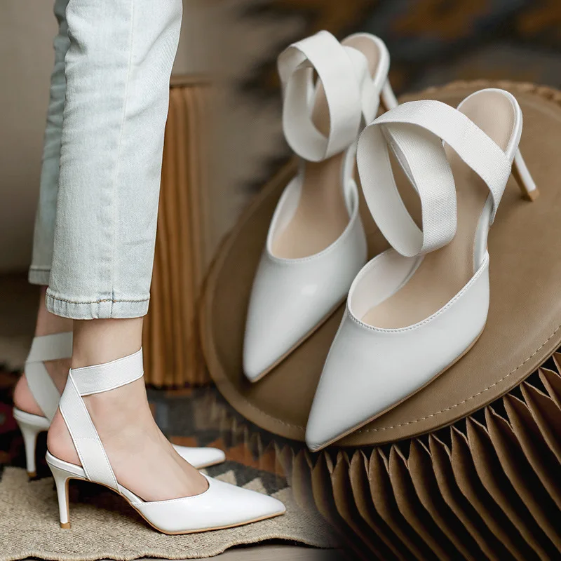 

2021 Summer Women's High Heels Retro Pointed Sandals Stiletto Single Shoes