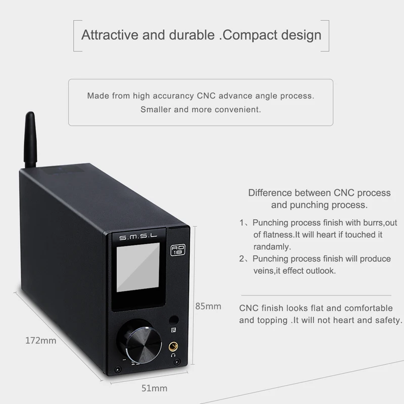 SMSL AD18 полный цифровой усилитель и ЦАП 80 Вт * 2 DSP HIFI Bluetooth 4 NFC