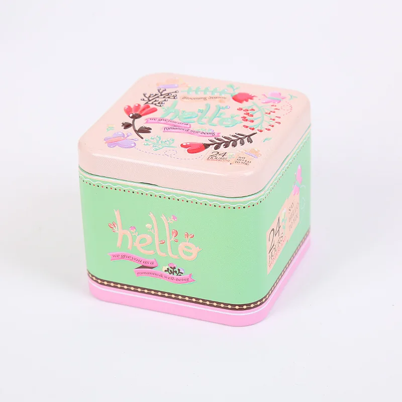 Бесплатная доставка! 1 партия = 12 шт.! Красивая квадратная железная коробка с